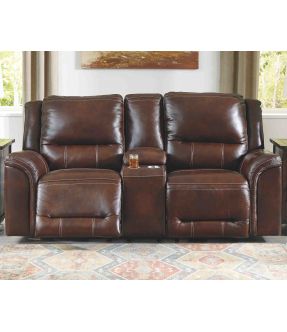 Jolimont 2 Seater Leather Electric Reclining Sofa with Console - Floor Stock